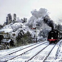 Buy canvas prints of Steam train in snow by Sandra  Hawkins 
