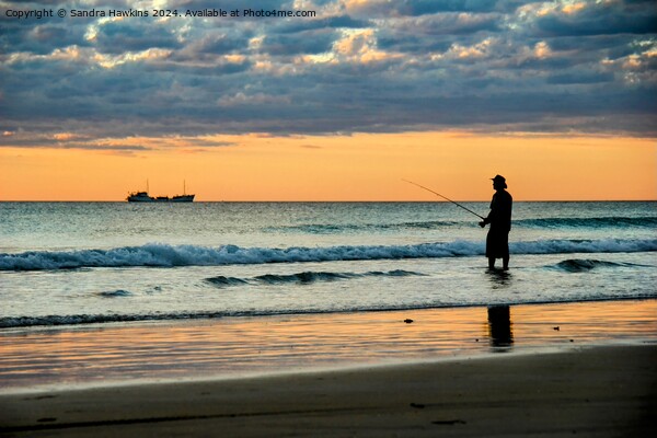 Man fishing in ocean Picture Board by Sandra  Hawkins 