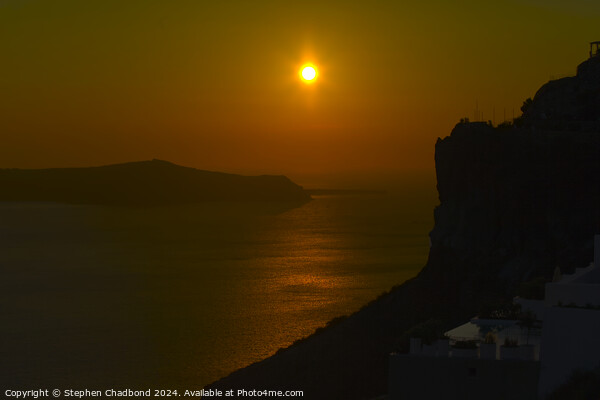 Sunset over Oia Picture Board by Stephen Chadbond