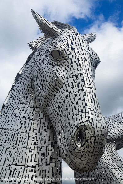 Kelpies against blue cloudy sky Picture Board by Stephen Chadbond