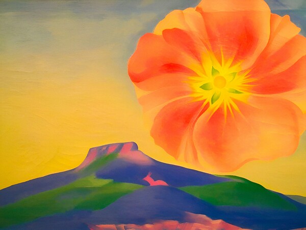 Georgia O'Keeffe - Hollyhock Pink with Pedernal , 1937 Picture Board by Welliam Store
