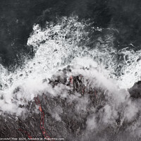 Buy canvas prints of Kilauea Volcano Eruption Ocean Entry Aerial View by FocusArt Flow