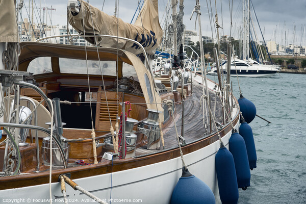 Classic Sailboat Moored in Sliema Marina Detailed View Picture Board by FocusArt Flow