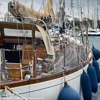 Buy canvas prints of Classic Sailboat Moored in Sliema Marina Detailed View by FocusArt Flow