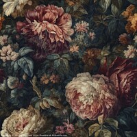 Buy canvas prints of Beautiful elegant flower seamless pattern, created with generati by Mirjana Bogicevic