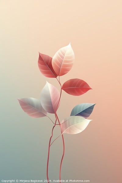 Beautiful cartoon style leaves on pastel background, created wit Picture Board by Mirjana Bogicevic