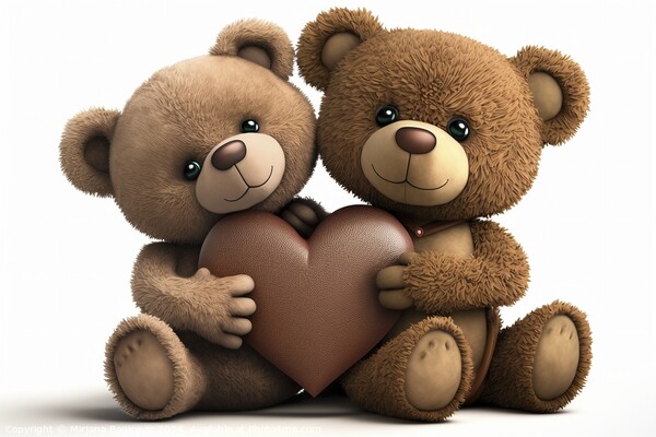 Two cute toy bears with heart, created with generative AI Picture Board by Mirjana Bogicevic