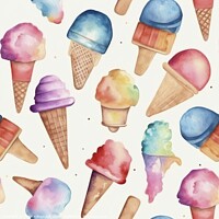 Buy canvas prints of Ice cream watercolor seamless pattern by Mirjana Bogicevic
