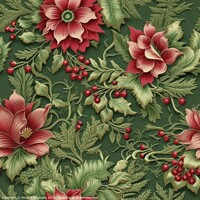 Buy canvas prints of Embroided seamless pattern with red flowers by Mirjana Bogicevic