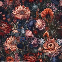 Buy canvas prints of Beautiful elegant flower seamless pattern by Mirjana Bogicevic