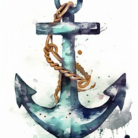 Buy canvas prints of Anchor watercolor painting by Mirjana Bogicevic