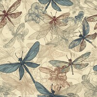 Buy canvas prints of Dragonfly pastel seamless pattern by Mirjana Bogicevic