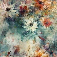 Buy canvas prints of Beautiful abstract flowers with soft boho seamless pattern by Mirjana Bogicevic