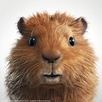 Buy canvas prints of Adorable capybara closeup portrait on white background by Mirjana Bogicevic