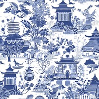 Buy canvas prints of Blue willow seamless pattern by Mirjana Bogicevic