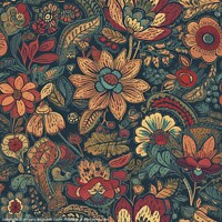 Buy canvas prints of Beautiful bohemian flower seamless pattern by Mirjana Bogicevic