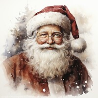 Buy canvas prints of Vintage watercolor style Santa Claus, created with generative AI by Mirjana Bogicevic