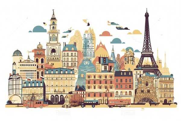 Illustration of landmarks in Paris Picture Board by Mirjana Bogicevic