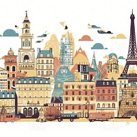 Buy canvas prints of Illustration of landmarks in Paris by Mirjana Bogicevic