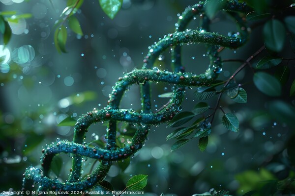 Enchanted Evening Dew on the Spiraling DNA Vines Picture Board by Mirjana Bogicevic