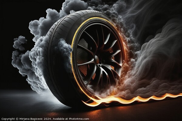 Car tyre on fire Picture Board by Mirjana Bogicevic