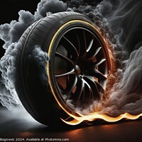 Buy canvas prints of Car tyre on fire by Mirjana Bogicevic