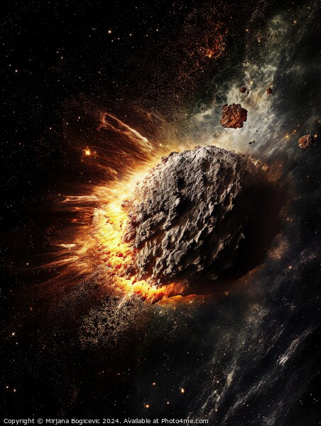 Asteroid entering Earth atmosphere Picture Board by Mirjana Bogicevic
