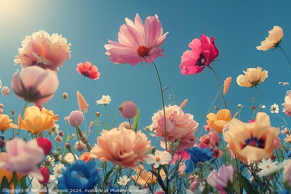 Symphony of Spring, Vibrant Meadow Flowers Bathed in Golden Ligh Picture Board by Mirjana Bogicevic