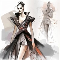 Buy canvas prints of Fashion design sketch by Mirjana Bogicevic