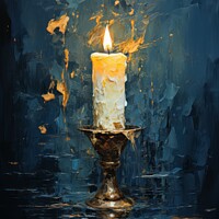 Buy canvas prints of Candle on the dark blue background by Mirjana Bogicevic