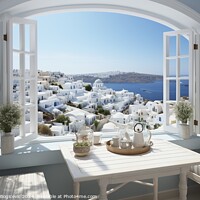 Buy canvas prints of Open window with a view to a beautiful Greek scenery by Mirjana Bogicevic