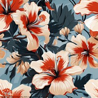 Buy canvas prints of Beautiful elegant hibiscus flower seamless pattern by Mirjana Bogicevic