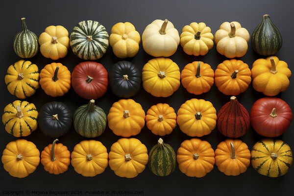 Top view at different pumpkins Picture Board by Mirjana Bogicevic