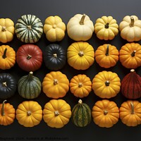 Buy canvas prints of Top view at different pumpkins by Mirjana Bogicevic