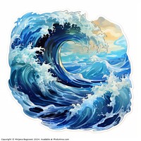 Buy canvas prints of Blue wave sticker on white background by Mirjana Bogicevic