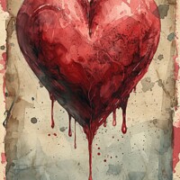 Buy canvas prints of Elegant Symphony of Love, A Flourishing Red Heart by Mirjana Bogicevic