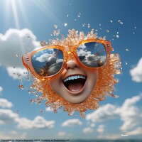 Buy canvas prints of Smiling sun wearing sunglasses  in the sky by Mirjana Bogicevic