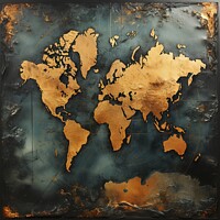 Buy canvas prints of Vintage gold world map by Mirjana Bogicevic