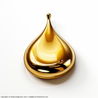 Buy canvas prints of Golden oil drop on white background by Mirjana Bogicevic