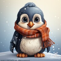 Buy canvas prints of Cartoon penguin wearing a scarf by Mirjana Bogicevic