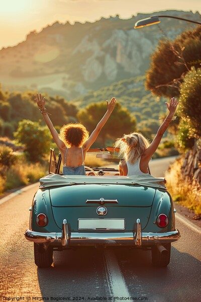 Joyful Journey, Friends Embrace Adventure on a Scenic Road Trip  Picture Board by Mirjana Bogicevic