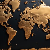 Buy canvas prints of Simple gold world map by Mirjana Bogicevic