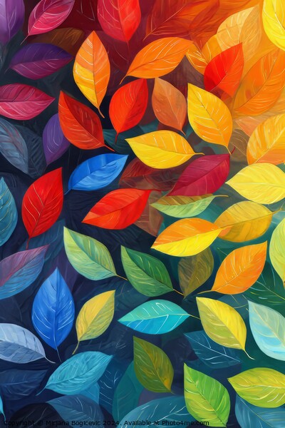 Vibrant Mosaic of Multicolored Autumn Leaves Picture Board by Mirjana Bogicevic
