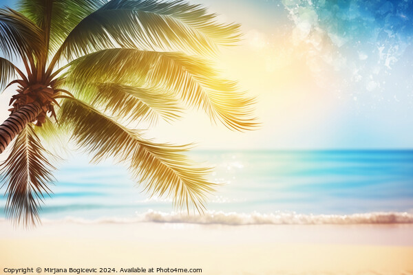Seascape with palm on the bright sunny day Picture Board by Mirjana Bogicevic