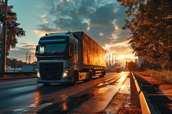 Majestic Truck Roaring Down the Open Road Picture Board by Mirjana Bogicevic
