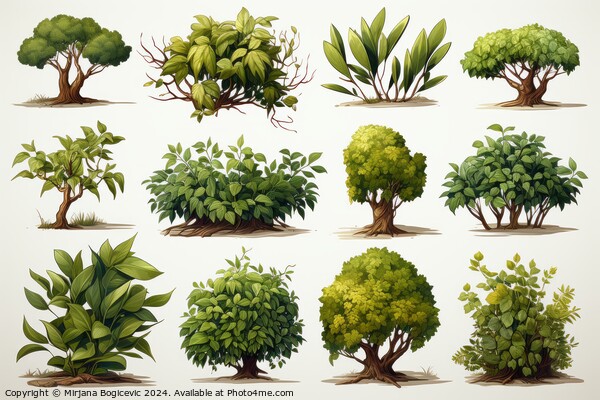 Exquisite Collection of Stylized Bush Elements Picture Board by Mirjana Bogicevic