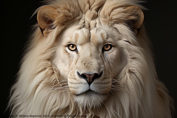 Majestic White Lion Portrait Captured in Intimate Studio Setting Picture Board by Mirjana Bogicevic