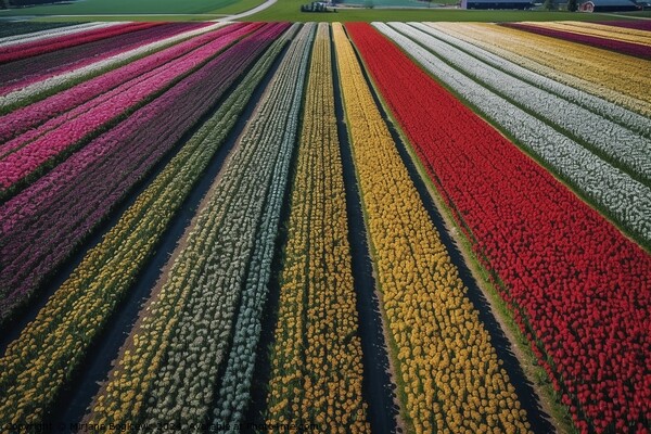 Mesmerizing drone view at flower fields in Netherland Picture Board by Mirjana Bogicevic