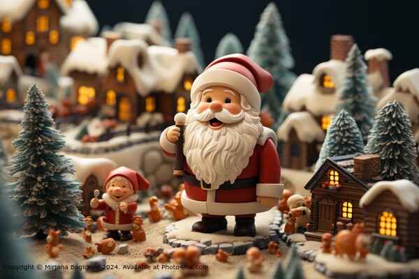 Festive Santa Claus Village Picture Board by Mirjana Bogicevic