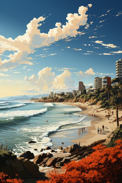 Tel Aviv Skyline Illustration Picture Board by Mirjana Bogicevic